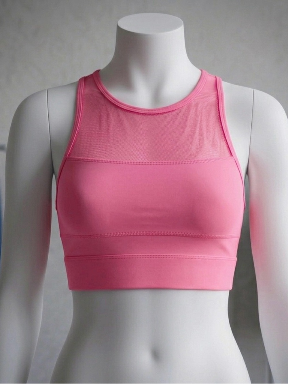 ZYIA Pink High-Neck Mesh-Panel Sports Bralette